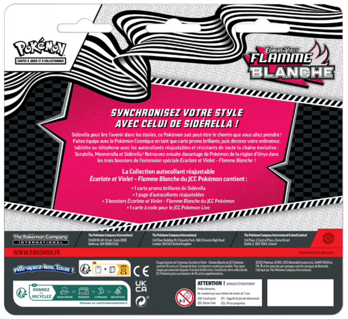 FR - Coffret Autocollant Réajustable Flamme Blanche - Poké king shop Sarl