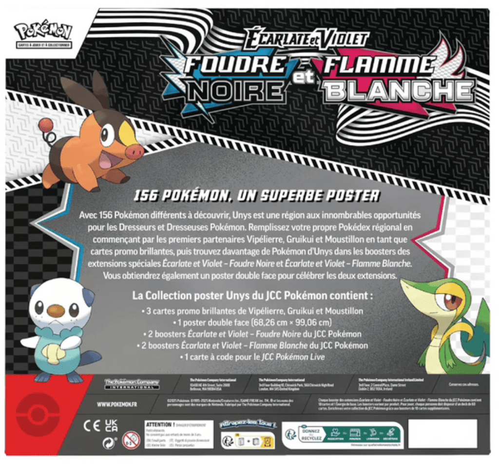FR - Coffret Poster Pokémon Unys - Foudre Noire et Flamme Blanche - Poké king shop Sarl